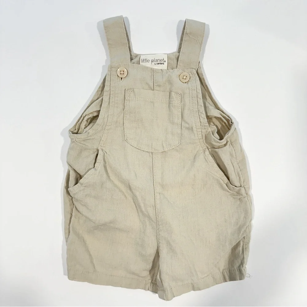 LITTLE PLANET by Carter’s Linen Short Overalls - Picture 1 of 8